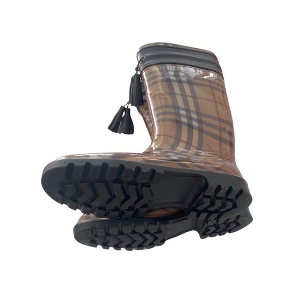 BurberryNova check pattern rubber tassel rain boots size 38 - Picture 3 of 6